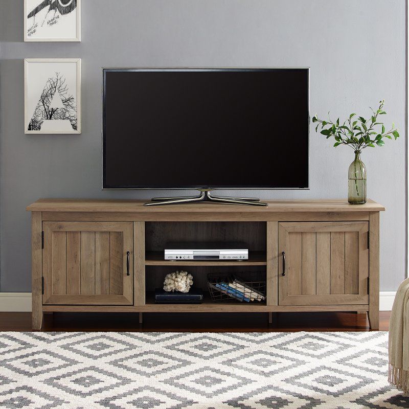 70 Inch Modern Farmhouse Wood Tv Stand – Rustic Oak | Rc Intended For Modern Wood Tv Stands (View 4 of 15)