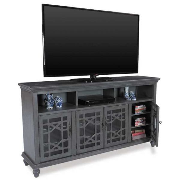 72" Curio Console 81117 | Rustic Tv Console, Entertainment Throughout Blue Tv Stands (Photo 12 of 15)