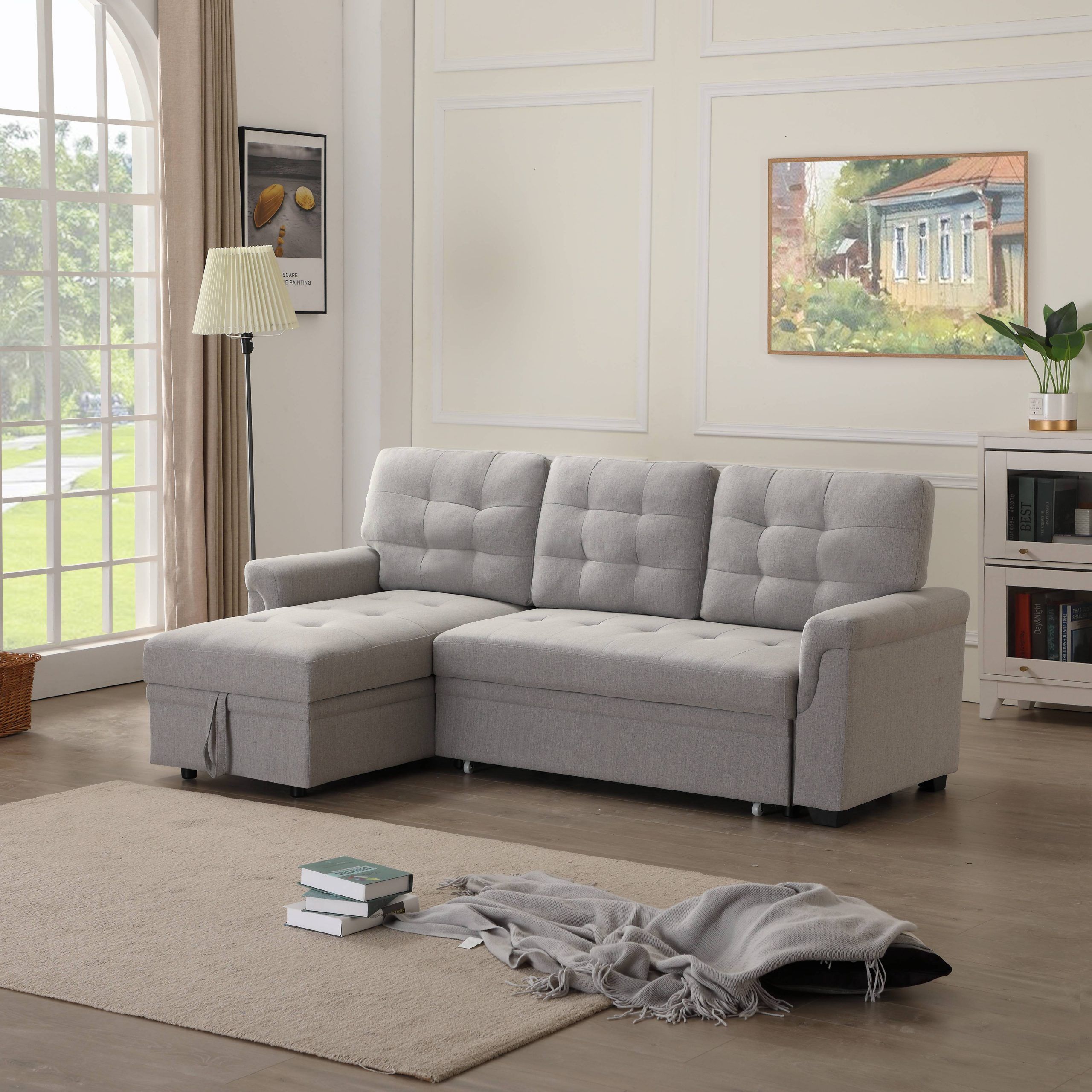 86"w Modern Sectional Sofa Bed With Reversible Chaise, L With Easton Small Space Sectional Futon Sofas (View 11 of 15)