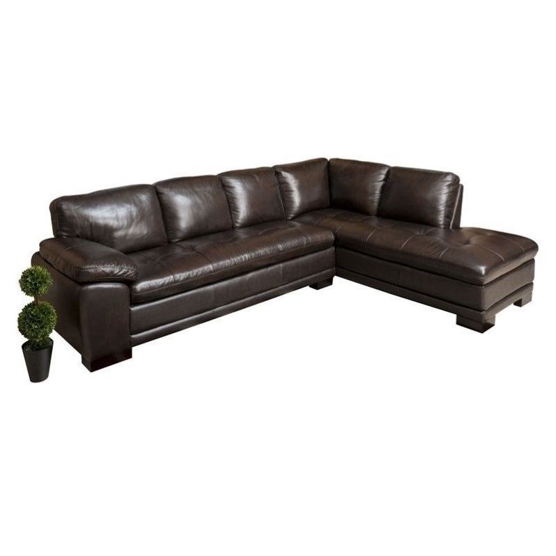 Abbyson Tekana Leather Sectional In Dark Brown – Ci N680 Brn With Regard To Bonded Leather All In One Sectional Sofas With Ottoman And 2 Pillows Brown (View 14 of 15)