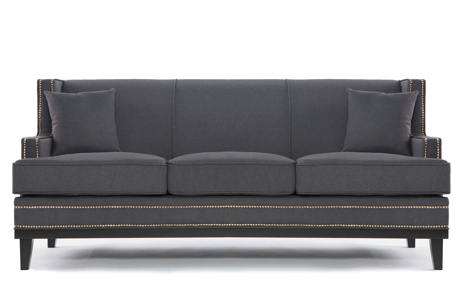 Abe Modern Nailhead Trim Linen Sofa | Linen Sofa, Sofa Intended For Radcliff Nailhead Trim Sectional Sofas Gray (View 7 of 15)