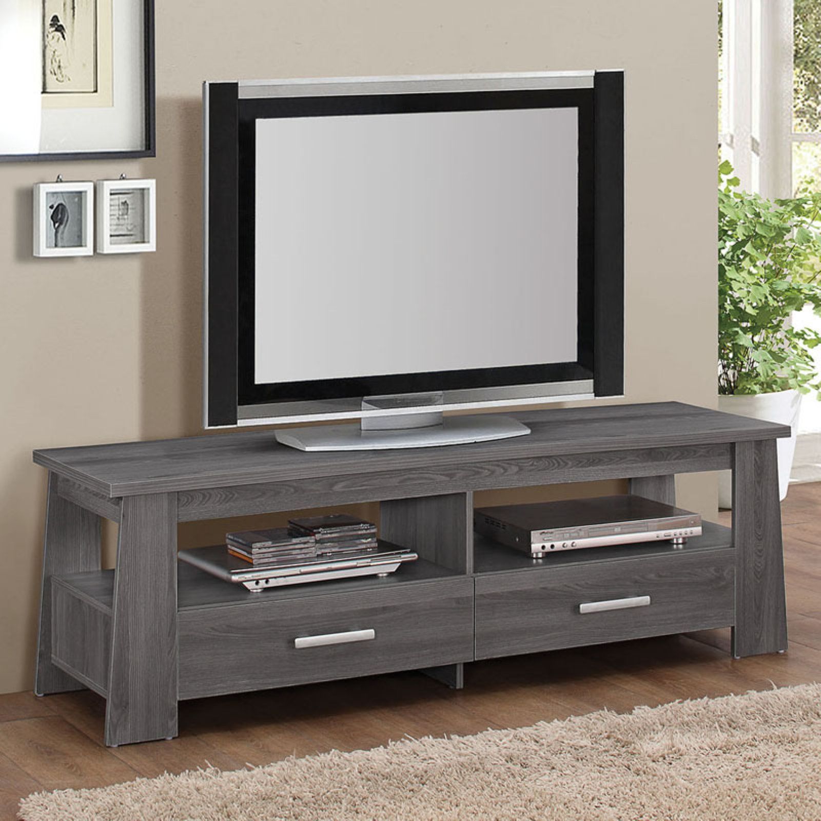 Acme Falan Dark Gray Oak Tv Stand For Flat Screen Tvs Up For Oak Tv Cabinets For Flat Screens (Photo 3 of 12)