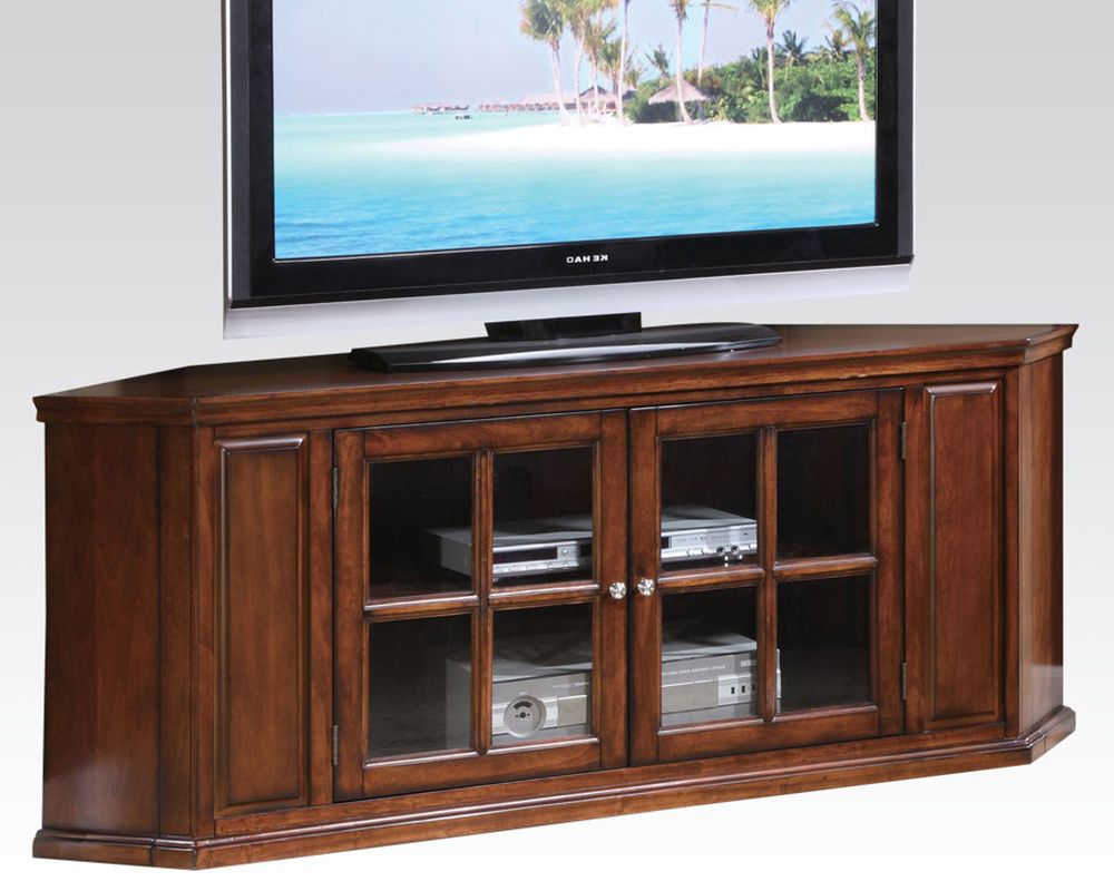 Acme Furniture Oak Corner Tv Stand Ac48618 Intended For Oak Corner Tv Stands (Photo 2 of 15)