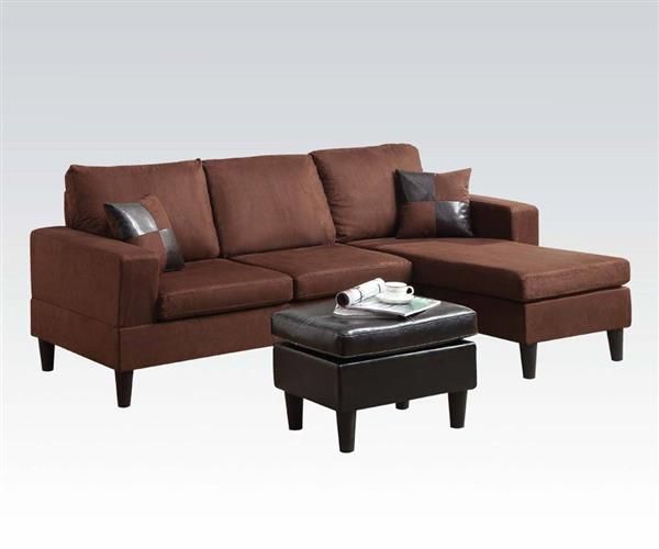 Acme Furniture Robyn Reversible Chaise Sectional And With Regard To Clifton Reversible Sectional Sofas With Pillows (View 8 of 15)