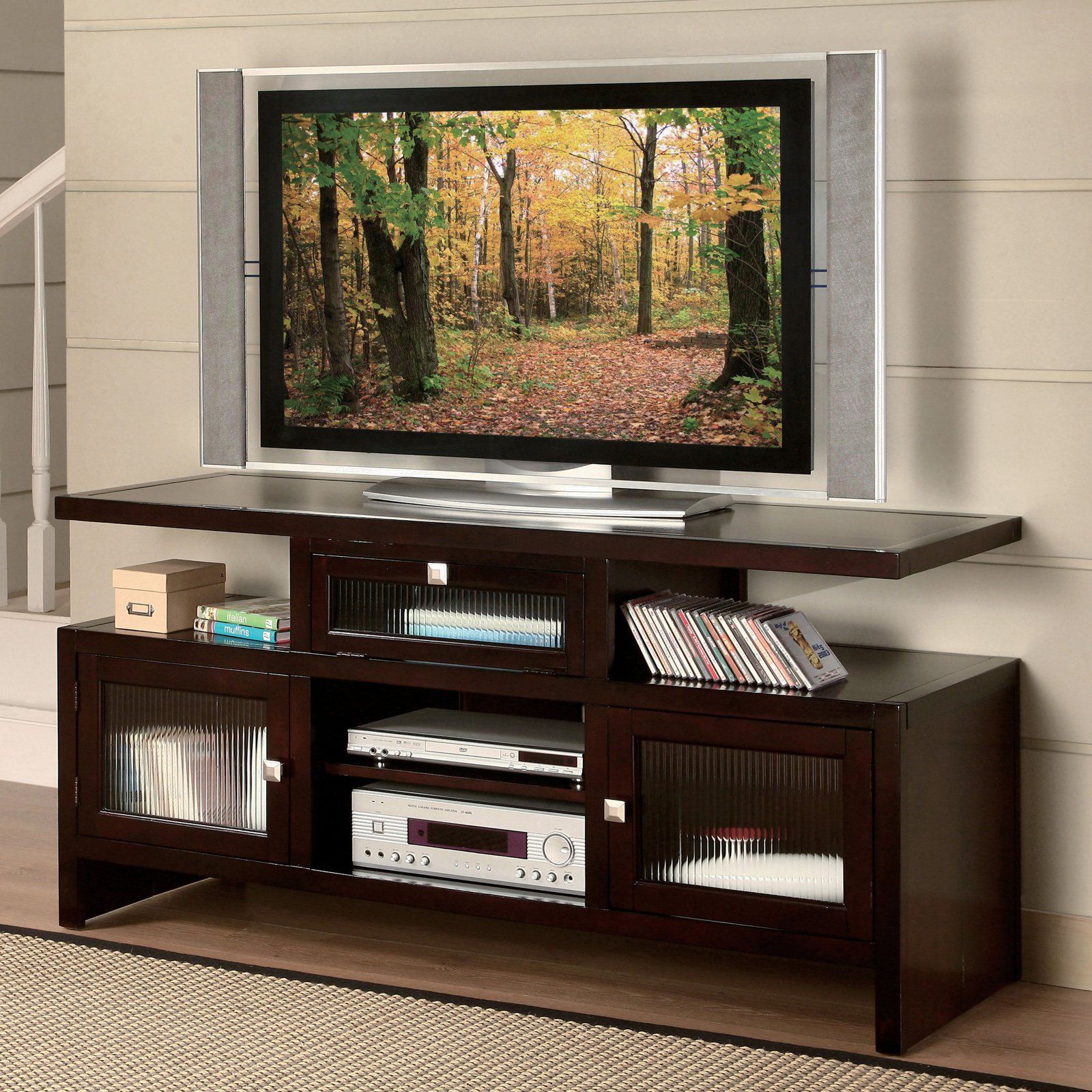 Acme Jupiter Foldable Tv Stand For Tvs Up To 70", Espresso Throughout Broward Tv Stands For Tvs Up To 70" (View 12 of 15)