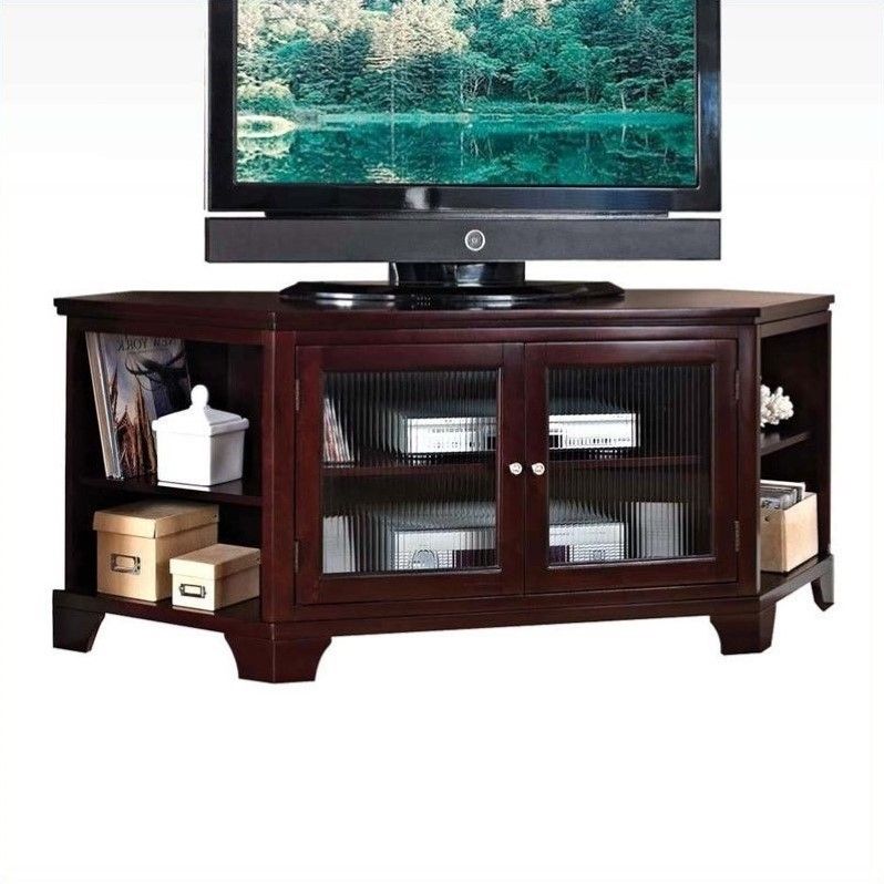 Acme Namir Espresso Corner Tv Stand For Flat Screen Tvs Up Pertaining To Black Corner Tv Stands For Tvs Up To  (View 11 of 15)
