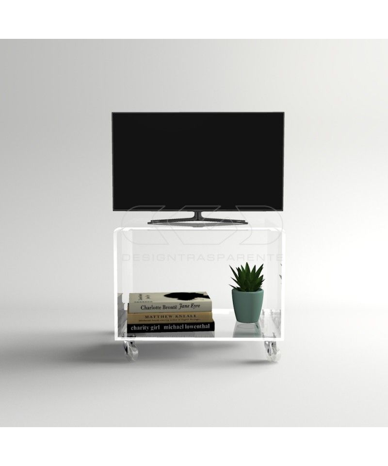 Acrylic Clear Rolling Tv Stand 45x30 With Wheels, Lucite For Acrylic Tv Stands (Photo 8 of 15)