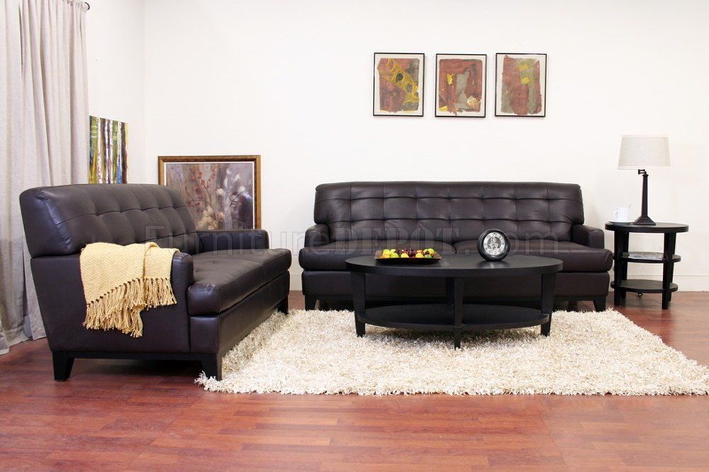 Adair Sofa Set In Brown Bonded Leatherwholesale Interiors Pertaining To Bonded Leather All In One Sectional Sofas With Ottoman And 2 Pillows Brown (View 1 of 15)