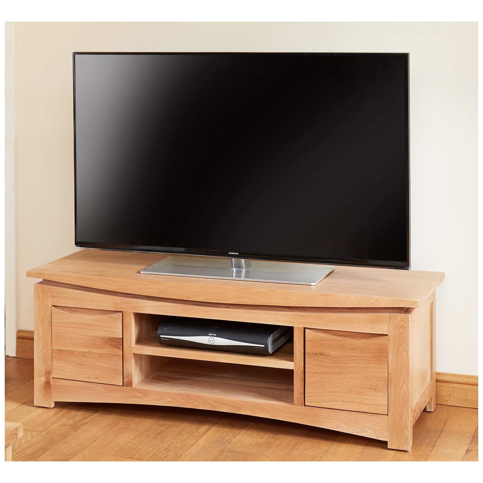 Addison Solid Oak Widescreen Television Cabinet | Free Uk In Oak Widescreen Tv Unit (View 2 of 15)