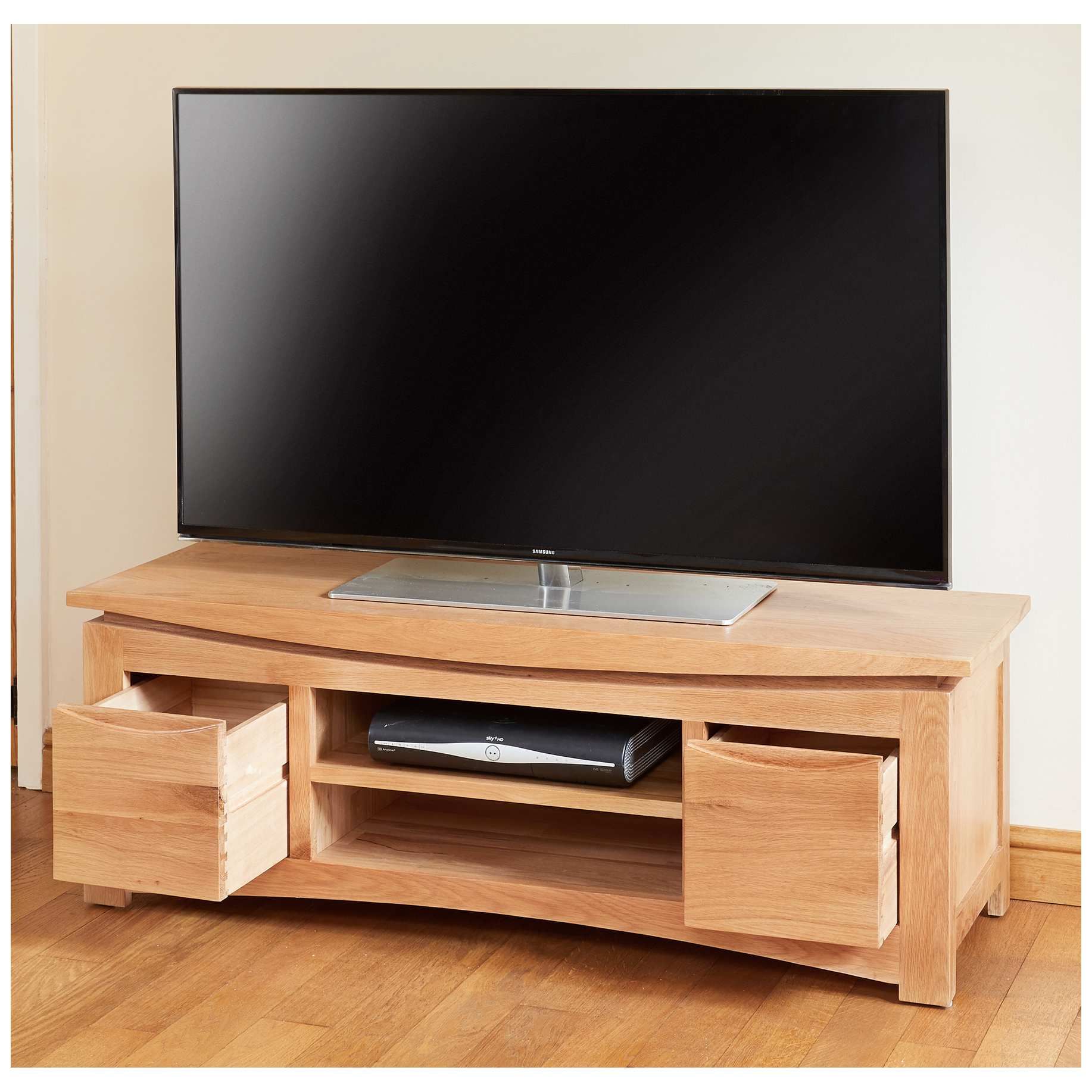 Addison Solid Oak Widescreen Television Cabinet | Free Uk With Oak Widescreen Tv Unit (View 3 of 15)