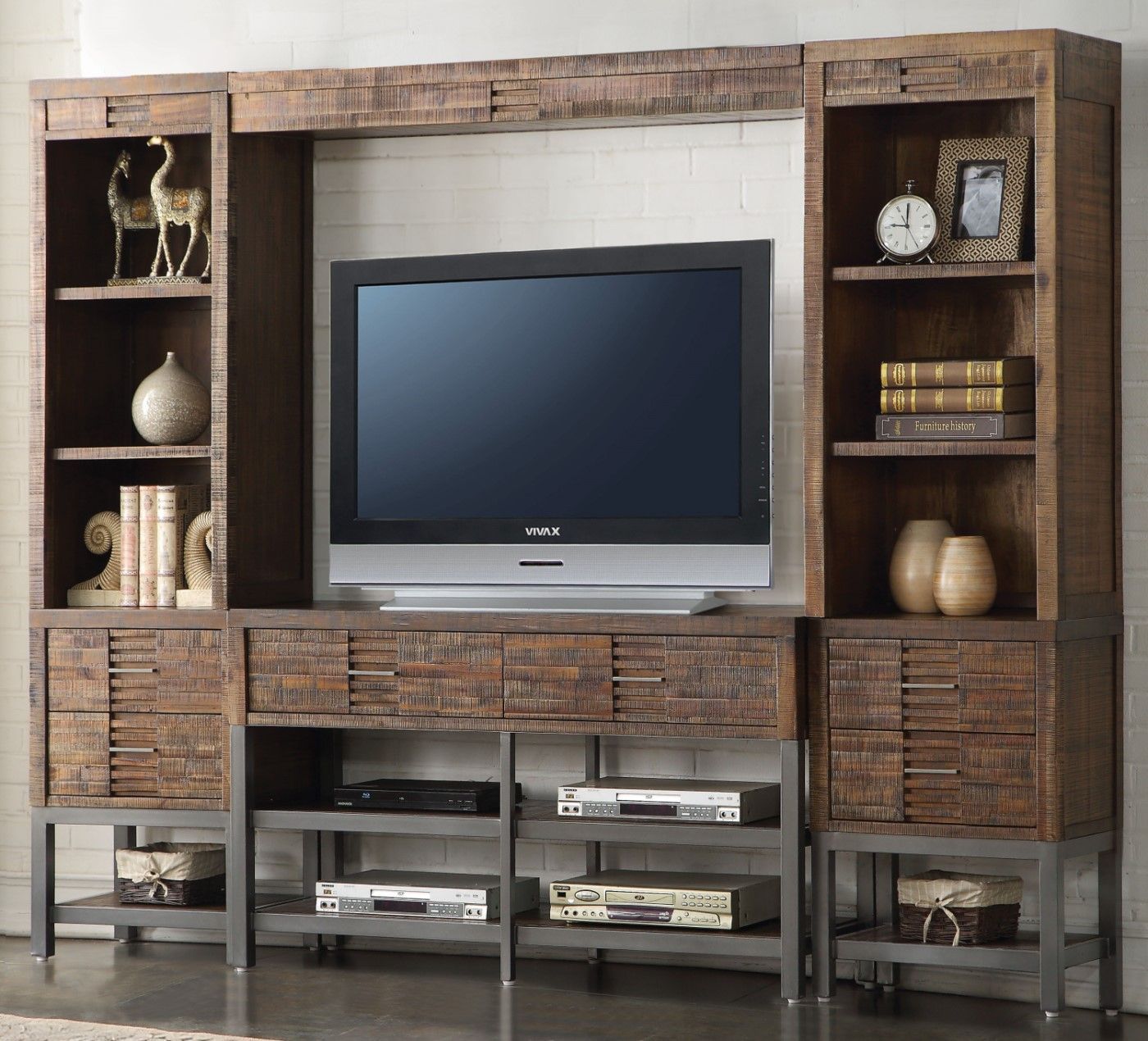 Adelia Modern Rustic 2 Drawer Tv Stand In Reclaimed Oak Finish Intended For Rustic Looking Tv Stands (View 4 of 15)