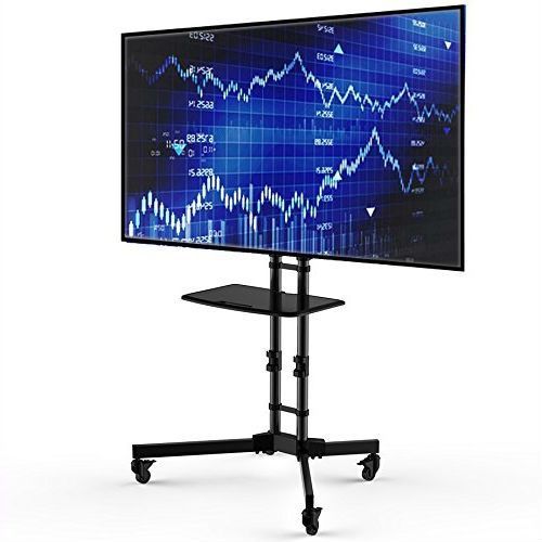 Adjustable Height Mobile Tv Cart Tv Stand For Up To 65 Inside Easyfashion Modern Mobile Tv Stands Rolling Tv Cart For Flat Panel Tvs (View 3 of 15)