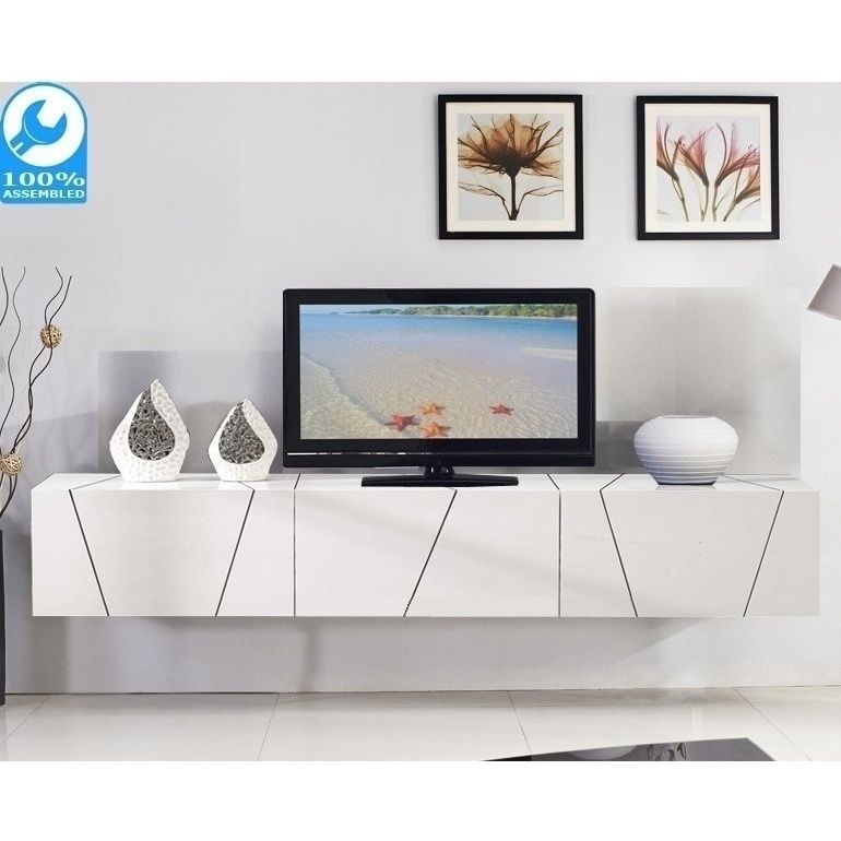 Adorra Floating Tv Cabinet In High Gloss White 2m | Buy Inside White High Gloss Tv Stand Unit Cabinet (Photo 14 of 15)