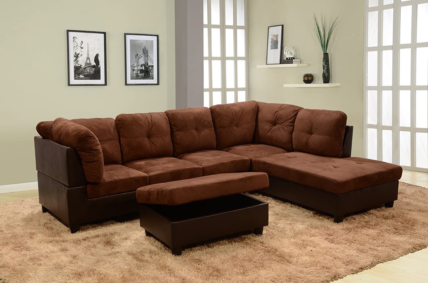 Ainehome 3 Pcs Living Room Set, Sectional Sofa Set Regarding Monet Right Facing Sectional Sofas (View 2 of 15)