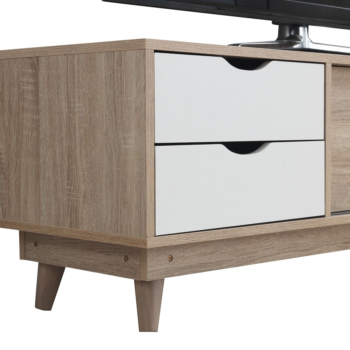 Alford Scandinavian Tv Unit Sonoma Oak & White – Y1 Furniture In Emmett Sonoma Tv Stands With Coffee Table With Metal Frame (View 5 of 15)