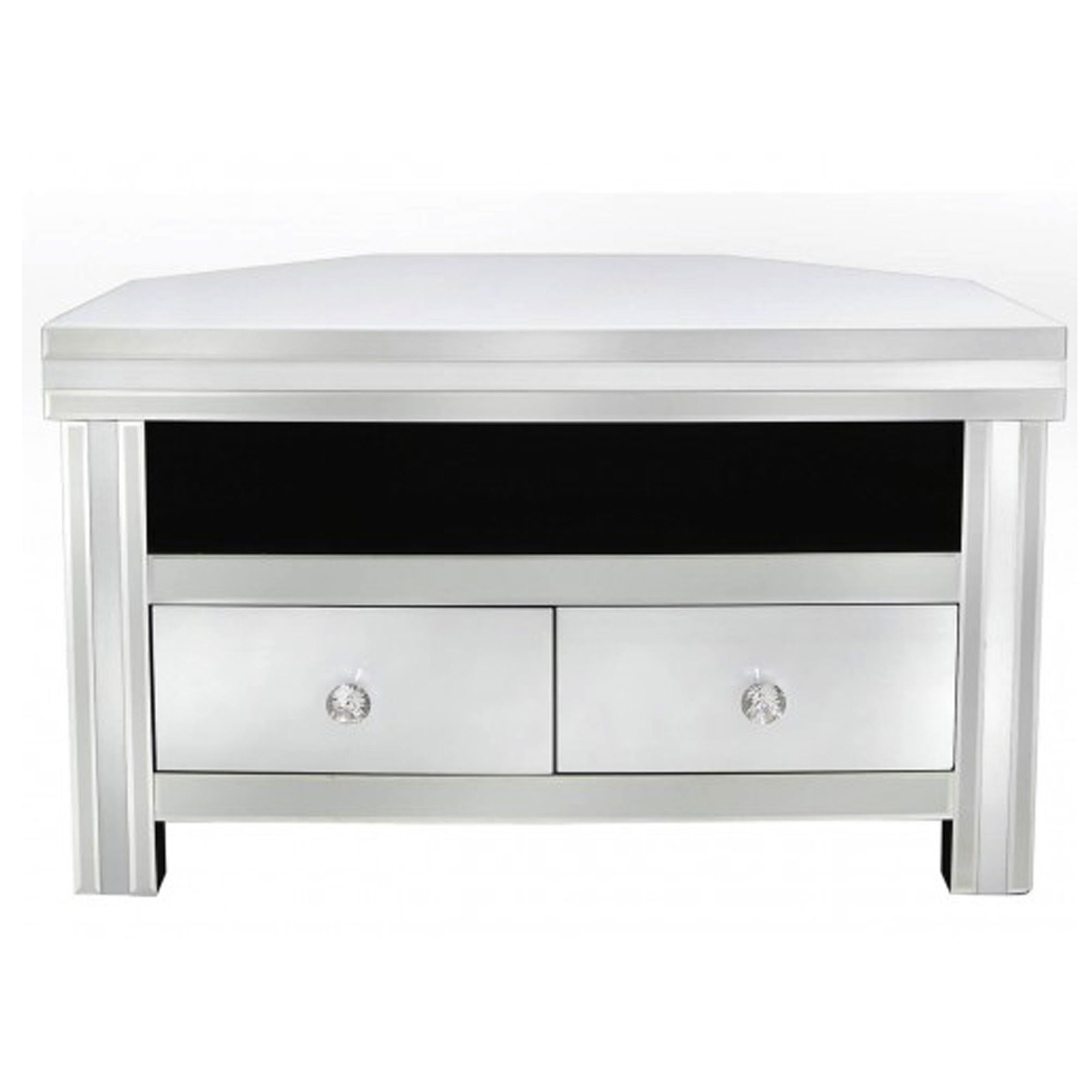 Alghero White Mirrored Corner Tv Unit | Tv Stands Throughout Fitzgerald Mirrored Tv Stands (View 2 of 15)