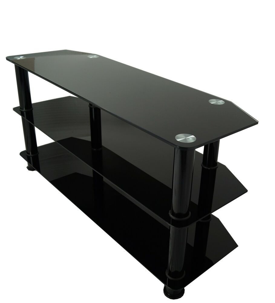 All Black Gloss Glass Tv Stand For Large Led Lcd Plasma Intended For Tv Stands Black Gloss (View 12 of 15)
