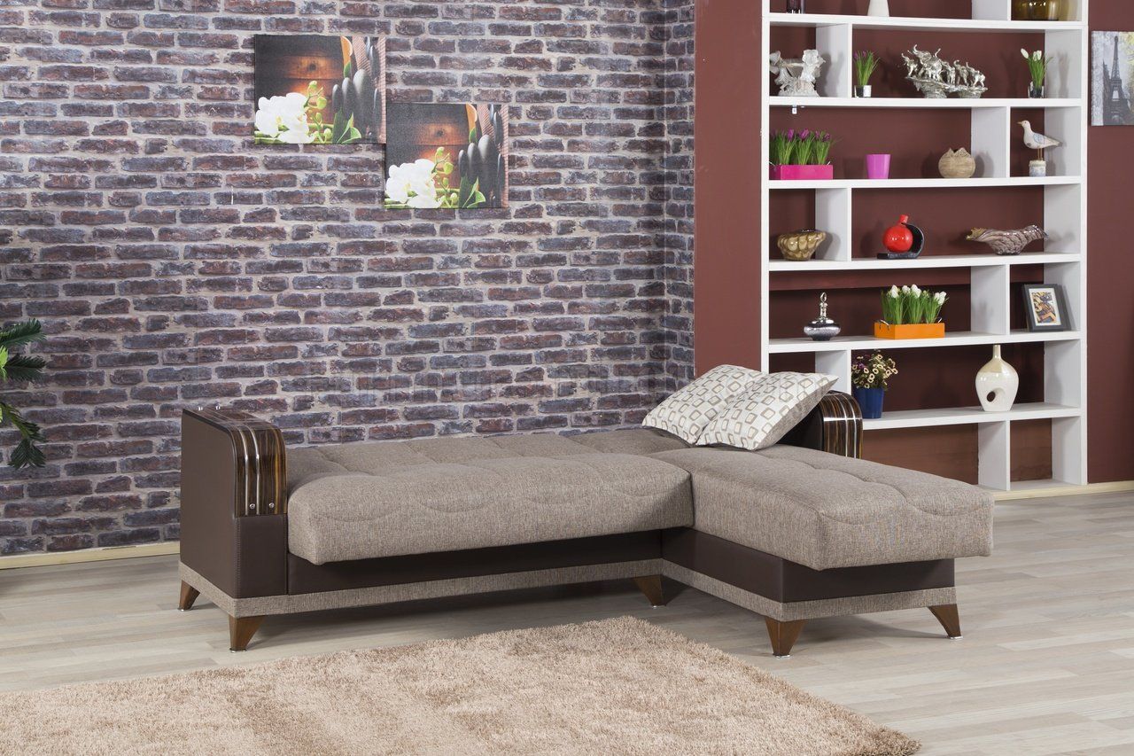Almira Comet Brown Sectional Sofa In Fabriccasamode Inside Comet Tv Stands (Photo 3 of 15)