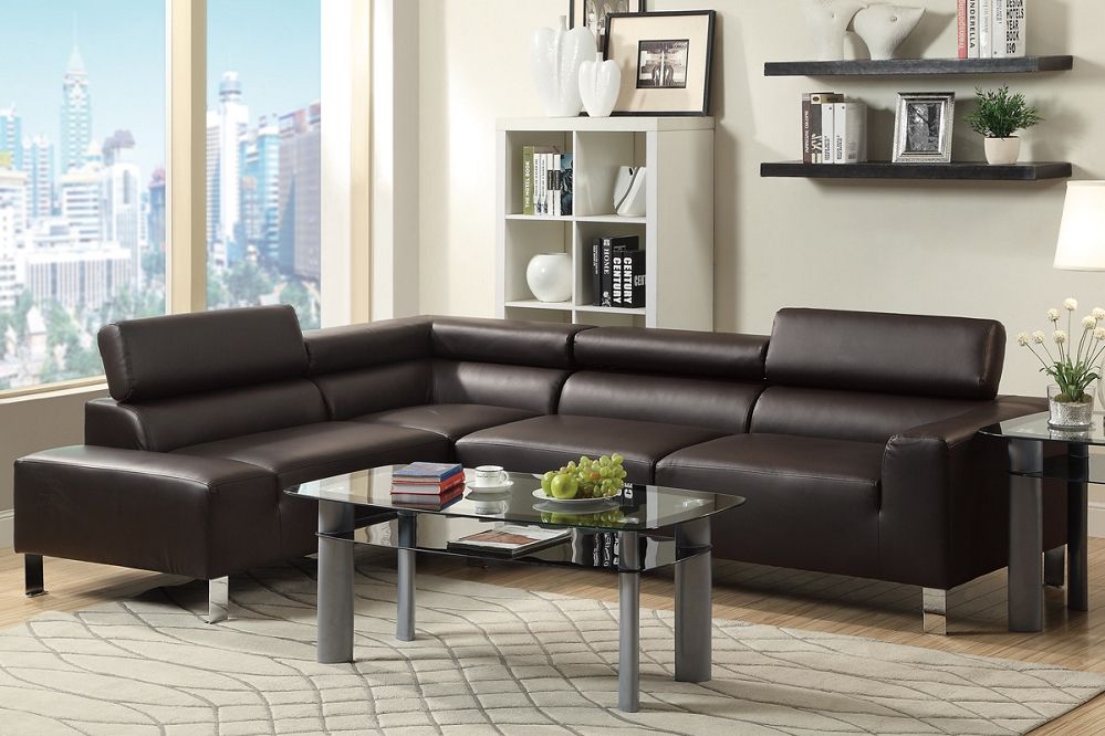 Alpha Lux Ii Espresso Bonded Leather Modern Sofa Sectional Inside 3pc Bonded Leather Upholstered Wooden Sectional Sofas Brown (View 13 of 15)