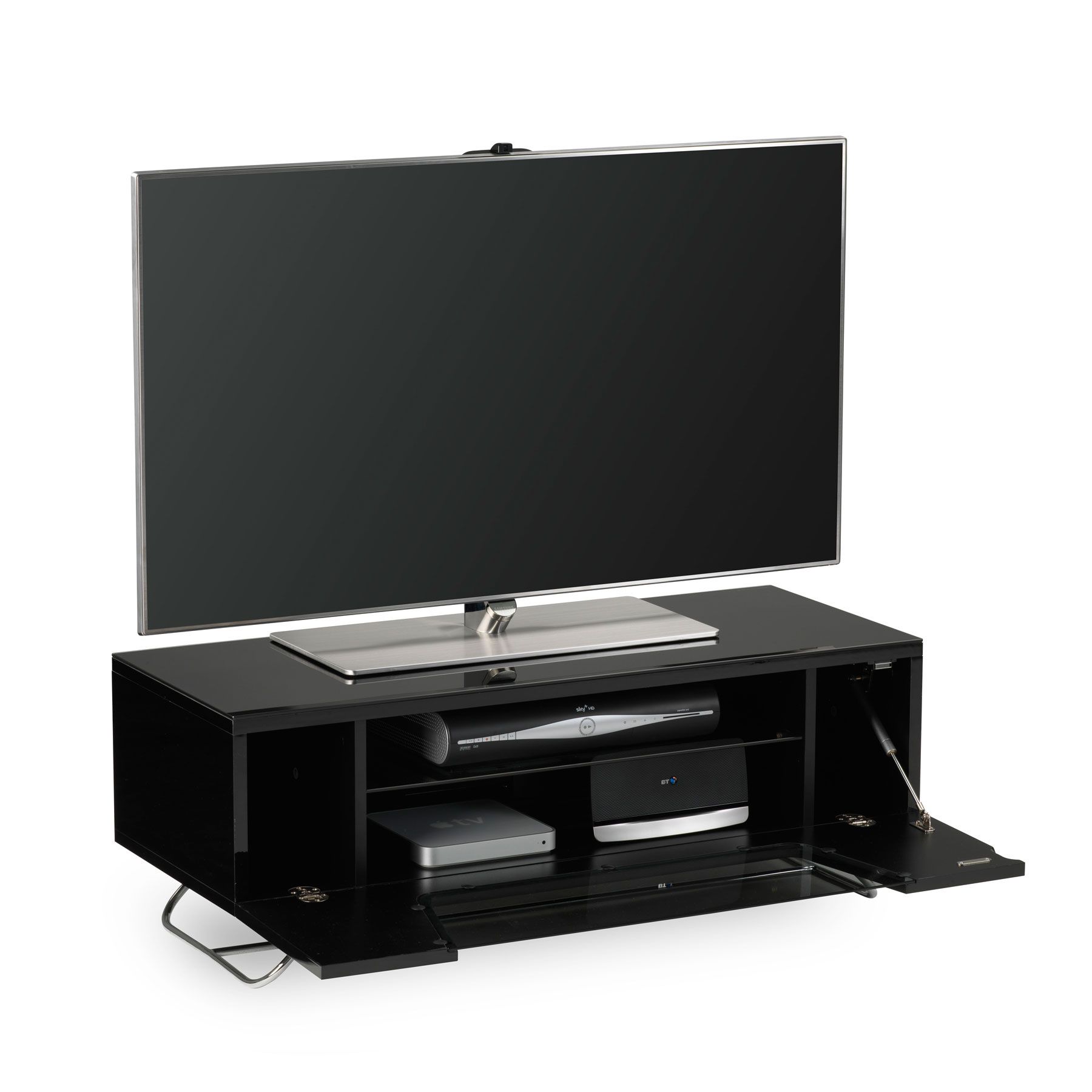 Alphason Chromium 2 100cm Black Tv Stand For Up To 50" Tvs Intended For Tv Stands For Tvs Up To 50&quot; (View 9 of 15)