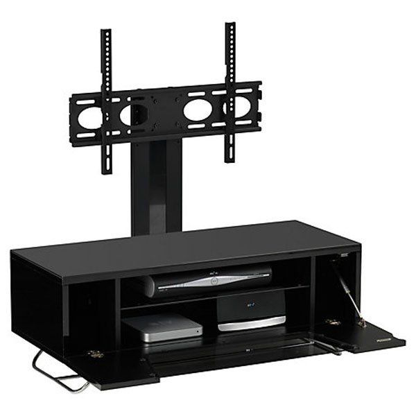 Alphason Chromium 2 100cm Black Tv Stand For Up To 50" Tvs Pertaining To Tv Stand 100cm (View 11 of 15)