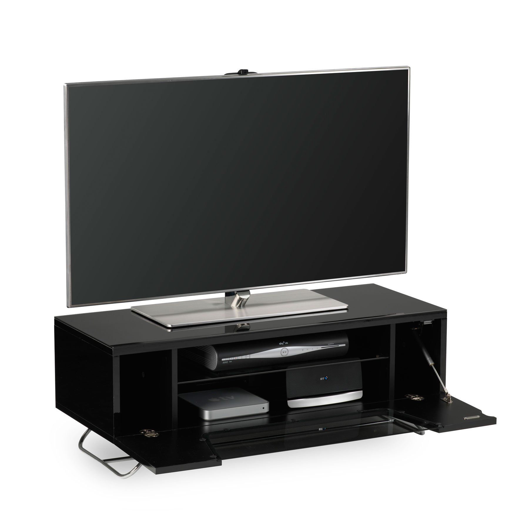 Alphason Chromium 2 100cm Black Tv Stand For Up To 50" Tvs Throughout Caleah Tv Stands For Tvs Up To 50&quot; (View 12 of 15)