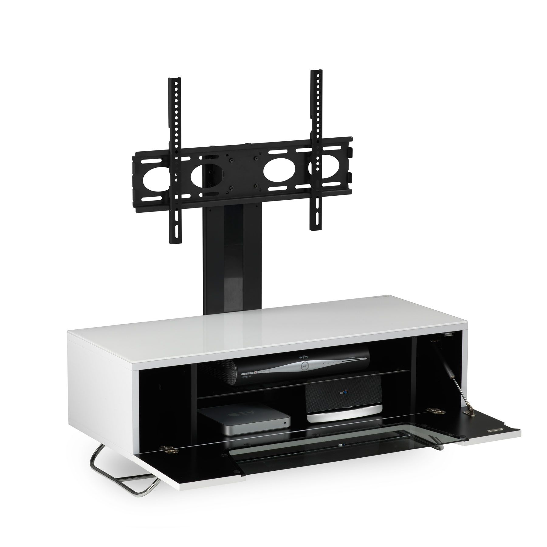 Alphason Chromium 2 100cm White Tv Stand For Up To 50" Tvs Intended For Tv Stands For Tvs Up To 50" (View 8 of 15)