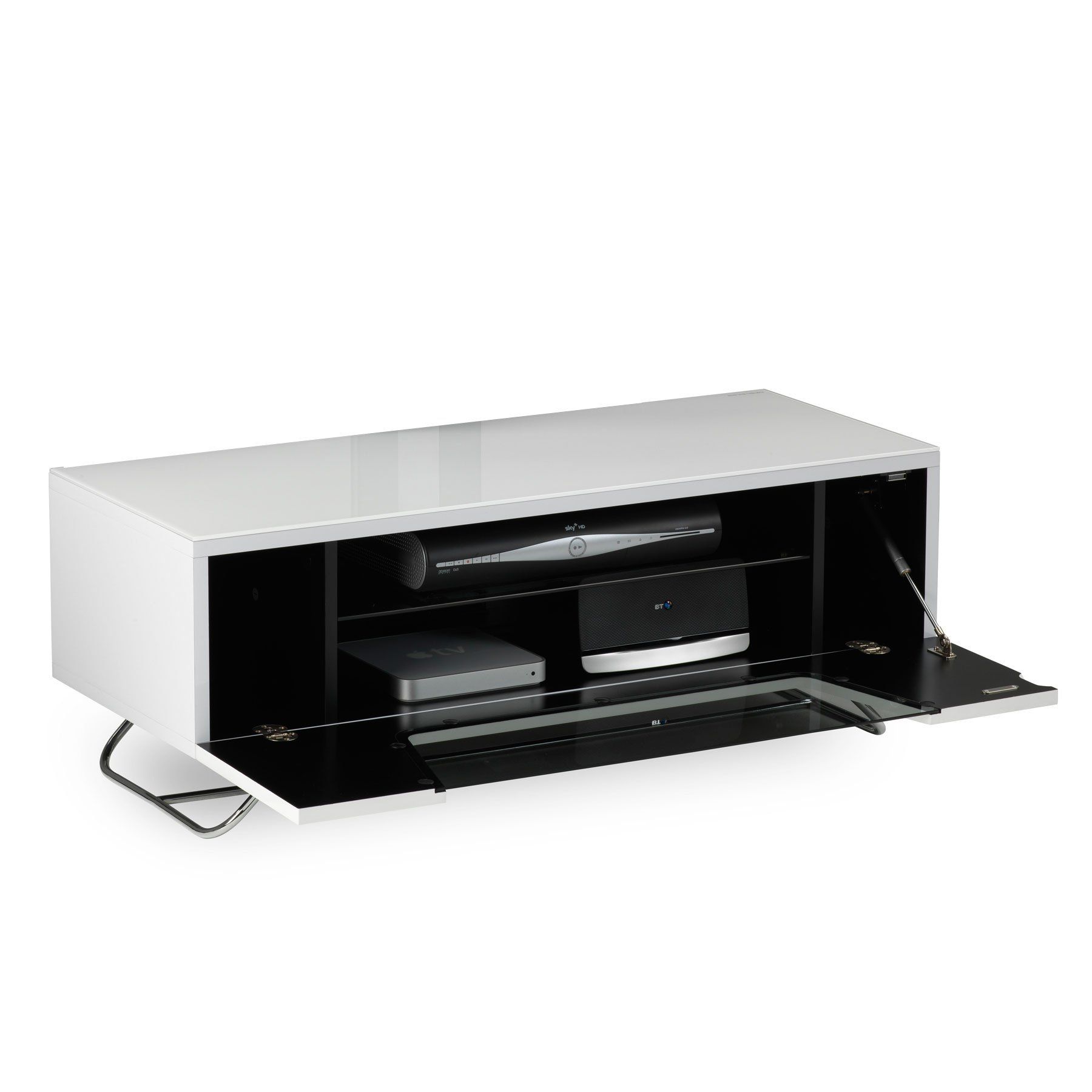 Alphason Chromium 2 100cm White Tv Stand For Up To 50" Tvs Pertaining To Tv Unit 100cm (View 8 of 15)