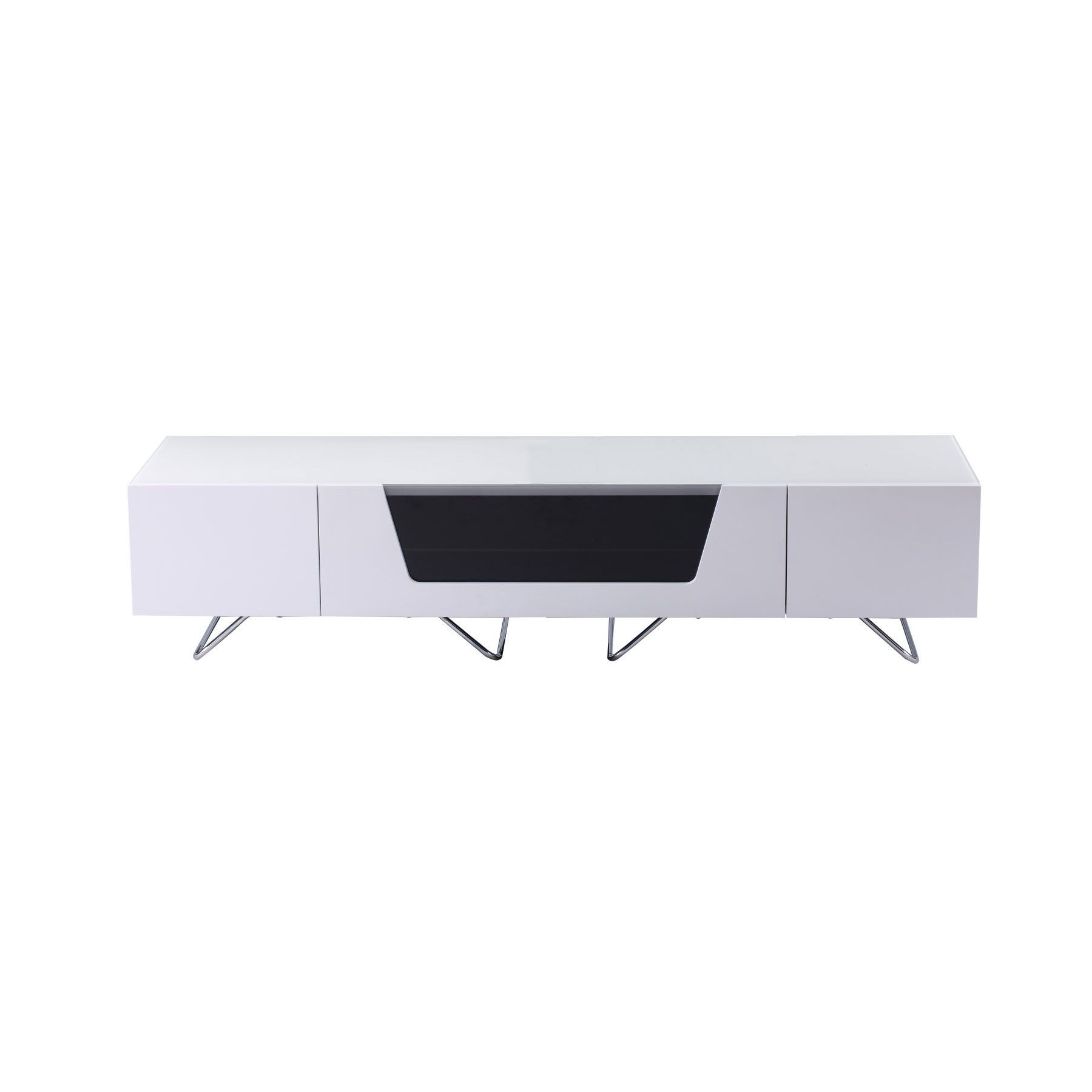Alphason Chromium 2 160cm White Tv Stand For Up To 75" Tvs Pertaining To Chromium Tv Stands (View 7 of 15)