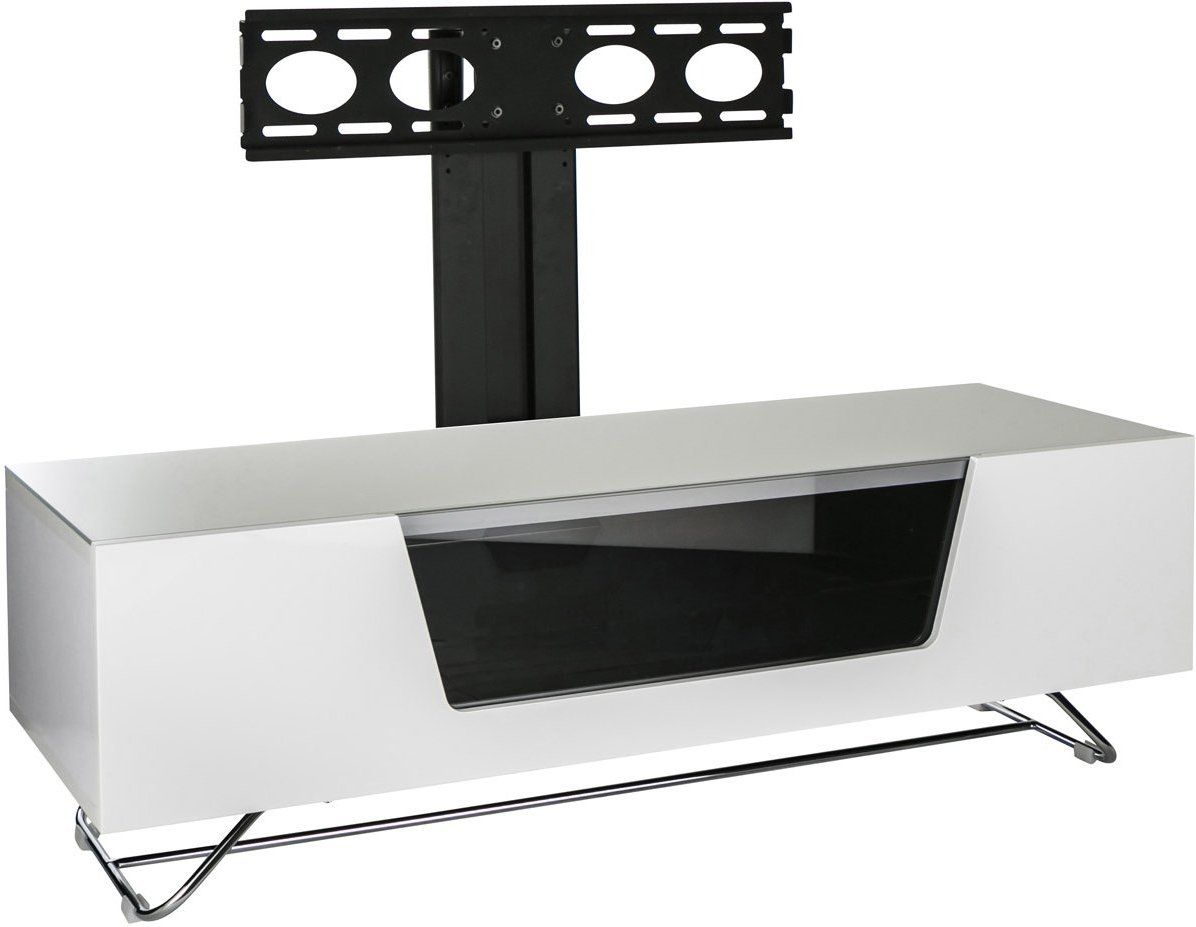 Alphason Chromium White 1200 Cantilever Tv Stand For Up To Throughout White Cantilever Tv Stand (View 1 of 15)