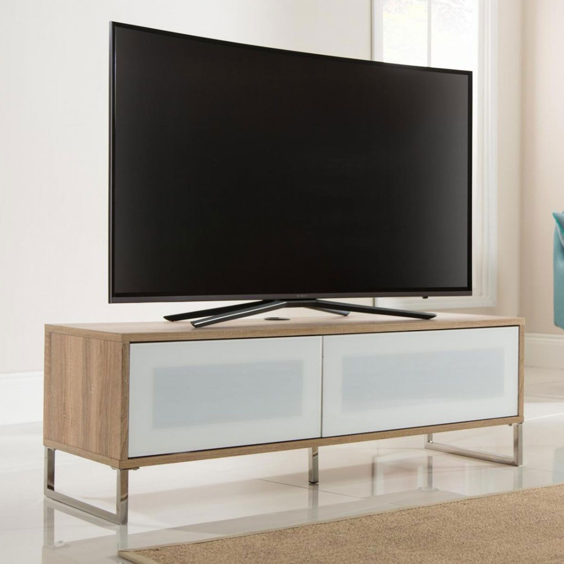 Alphason Helium 120cm Oak Tv Stand For Up To 50" Tvs Intended For Tv Stands For Tvs Up To 50&quot; (View 6 of 15)