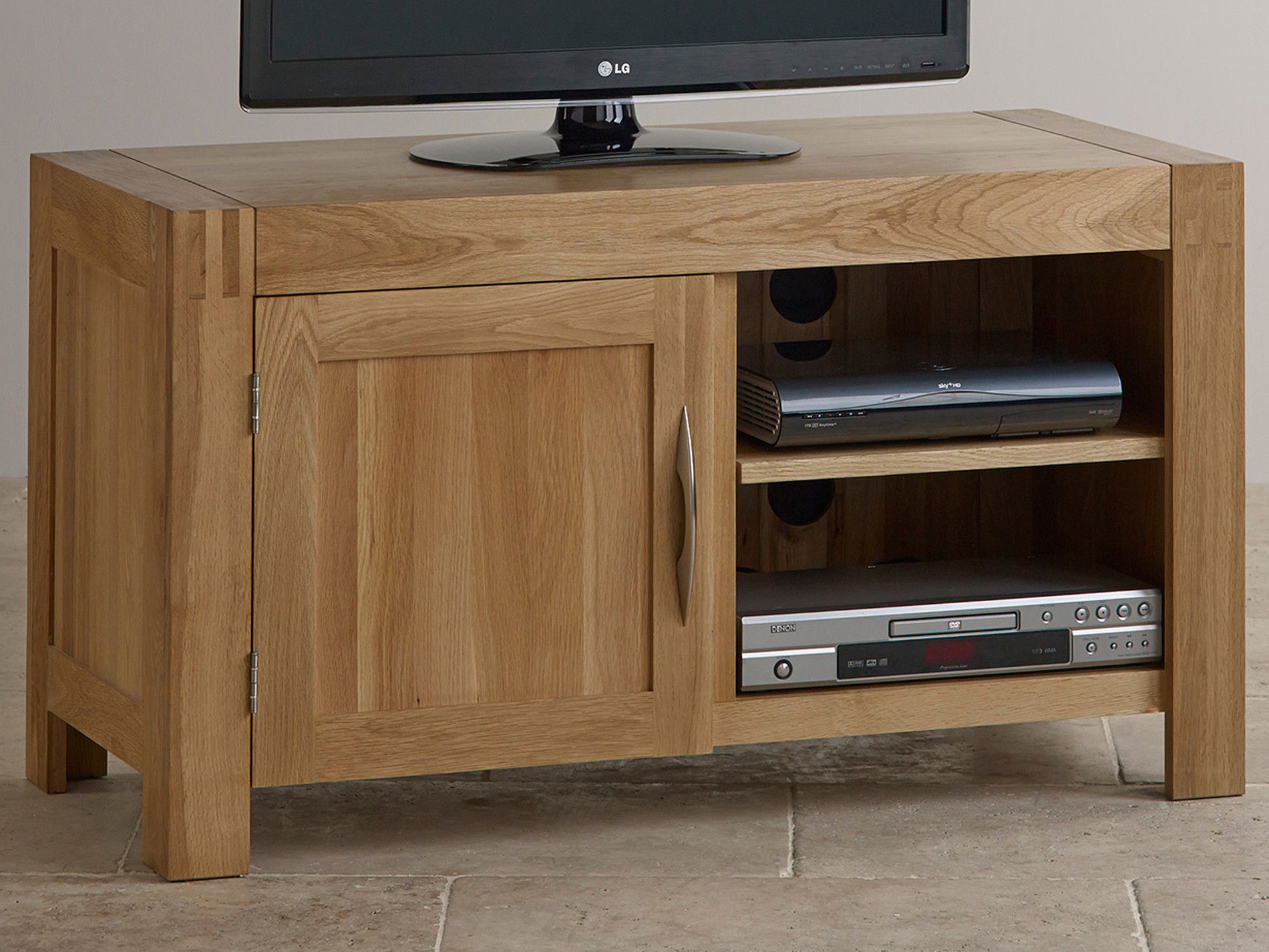 Alto Natural Solid Oak Tv + Dvd Cabinet | Oak Furniture Land In Santana Oak Tv Furniture (View 12 of 15)