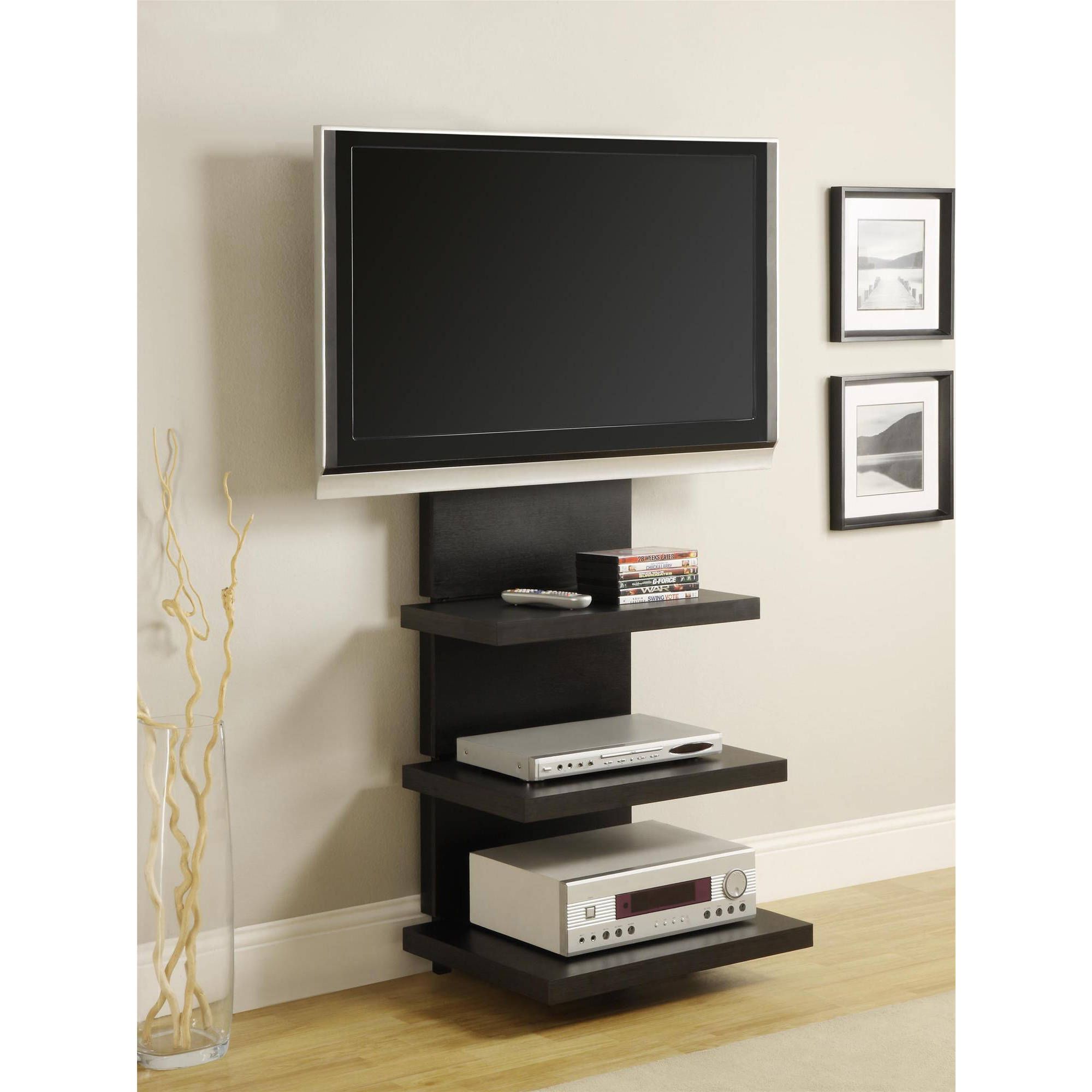 Altra Wall Mount Tv Stand With 3 Shelves, For Tvs Up To 60 Within Wall Mounted Tv Stand Entertainment Consoles (View 13 of 15)