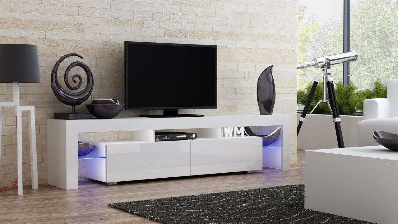 Amazon: Tv Stand Milano 200 / Modern Led Tv Cabinet Inside Milano White Tv Stands With Led Lights (View 5 of 15)
