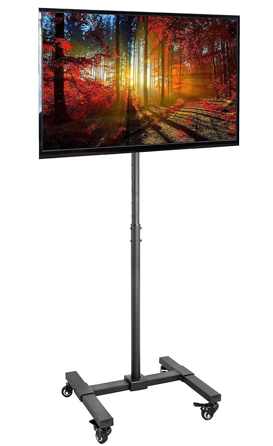 Amazon: Vivo Tv Display Portable Floor Stand Height Inside Rolling Tv Stands With Wheels With Adjustable Metal Shelf (Photo 6 of 15)