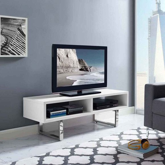 Amble 47inch Low Profile Tv Stand In White  Modern In Designs In Modern Low Profile Tv Stands (View 6 of 15)