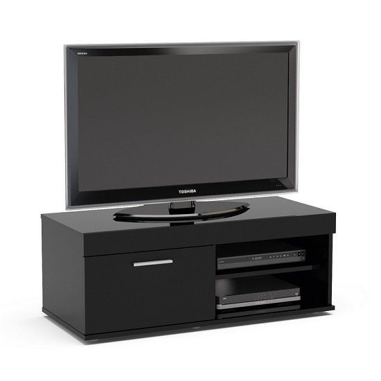 Amerax Small Tv Stand In Black High Gloss With 1 Door Throughout Small Tv Stands (Photo 13 of 15)