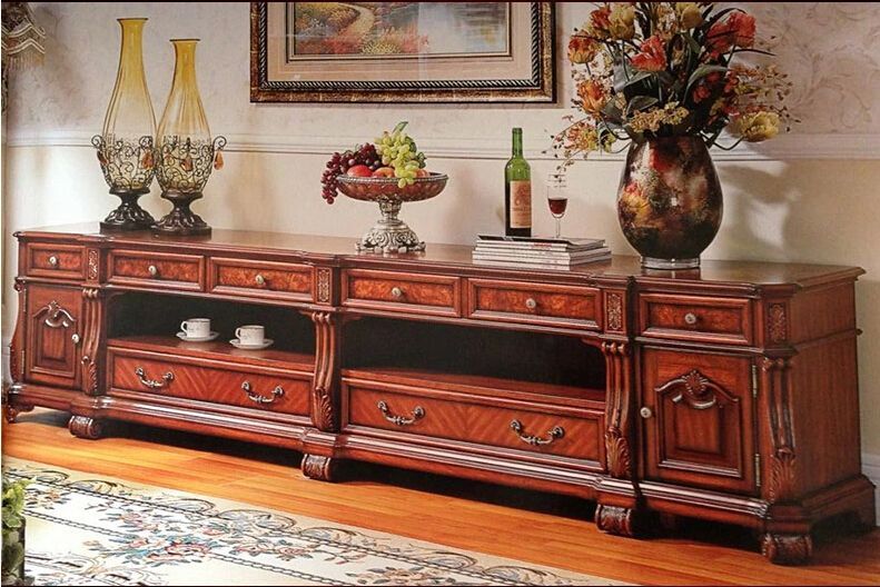 American Antique Style Solid Wood Tv Cabinet With Drawers With Antique Style Tv Stands (View 1 of 15)