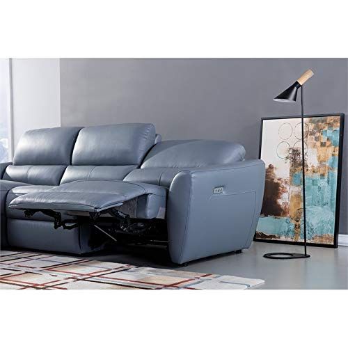 American Eagle Furniture Italian Leather Sectional In Blue Regarding Harmon Roll Arm Sectional Sofas (Photo 10 of 15)