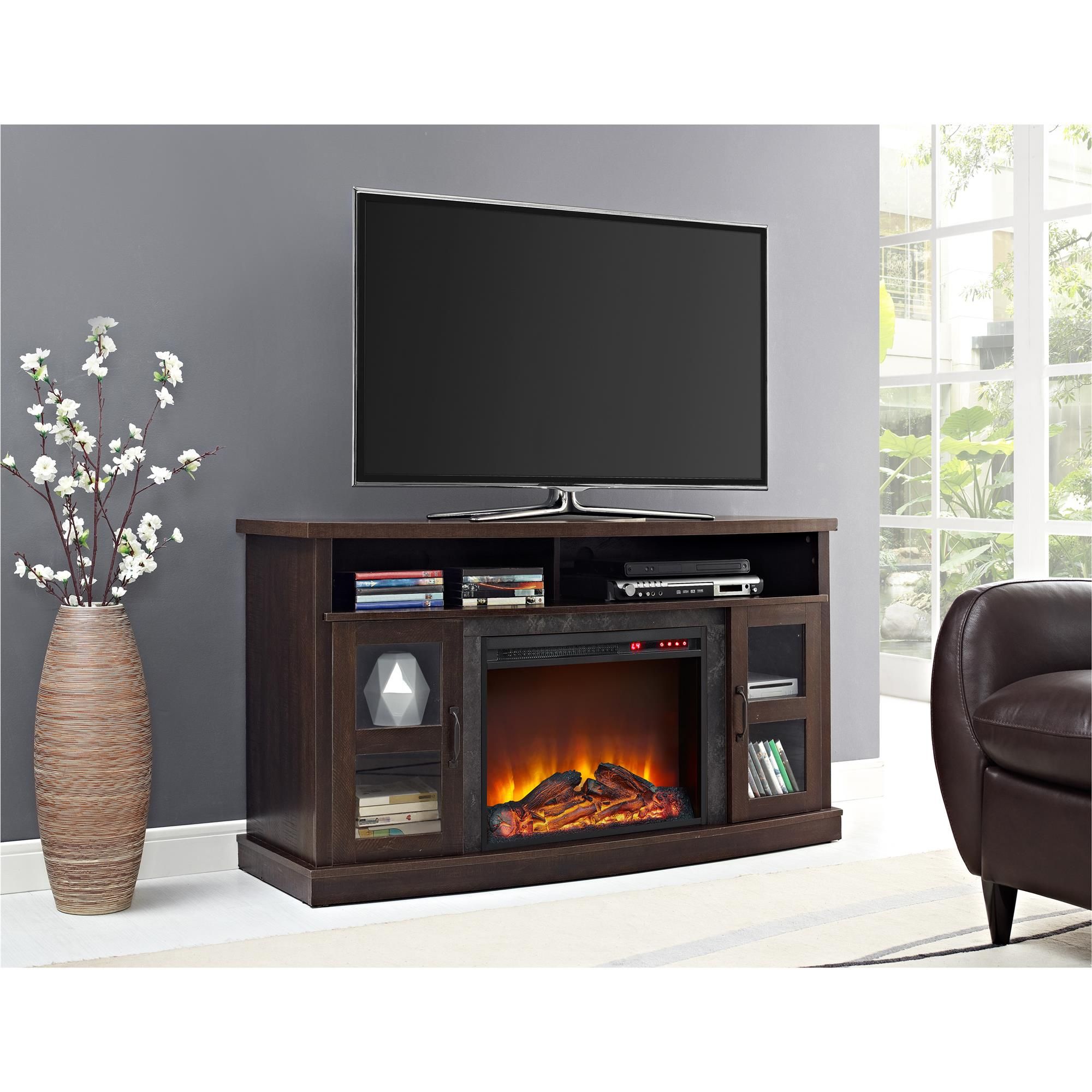 Ameriwood Home Barrow Creek Fireplace Console With Glass Within Margulies Tv Stands For Tvs Up To 60" (View 2 of 15)
