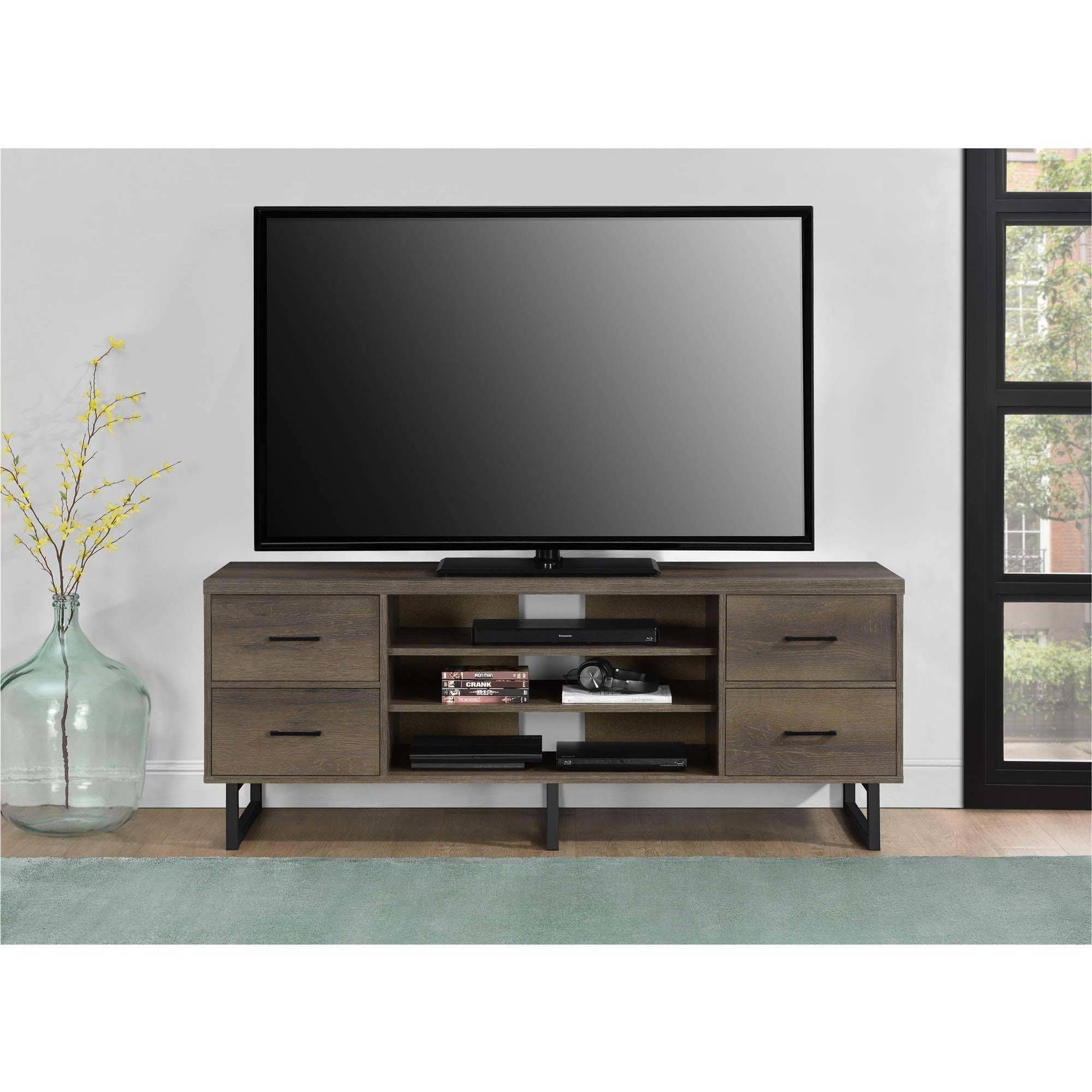 Ameriwood Home Candon Tv Stand With Bins For Tvs Up To 60 Within Bromley Extra Wide Oak Tv Stands (Photo 15 of 15)