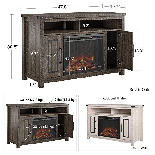 Ameriwood Home Cedar Ridge Fireplace 48", Rustic White Tv Inside Rustic White Tv Stands (View 10 of 15)
