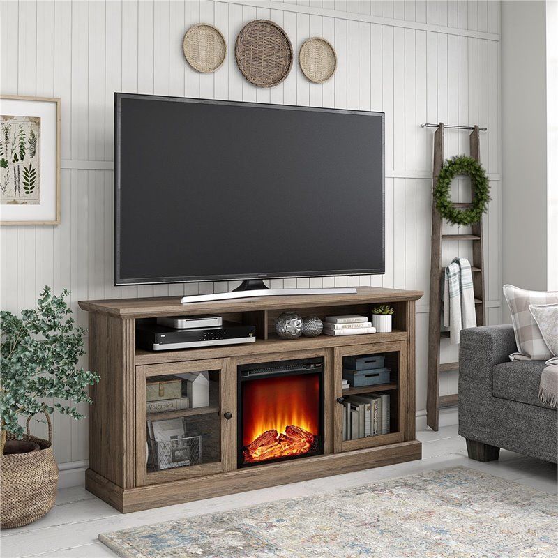 Ameriwood Home Chicago Fireplace Tv Stand Up To 65" In In Ameriwood Home Rhea Tv Stands For Tvs Up To 70" In Black Oak (View 11 of 15)
