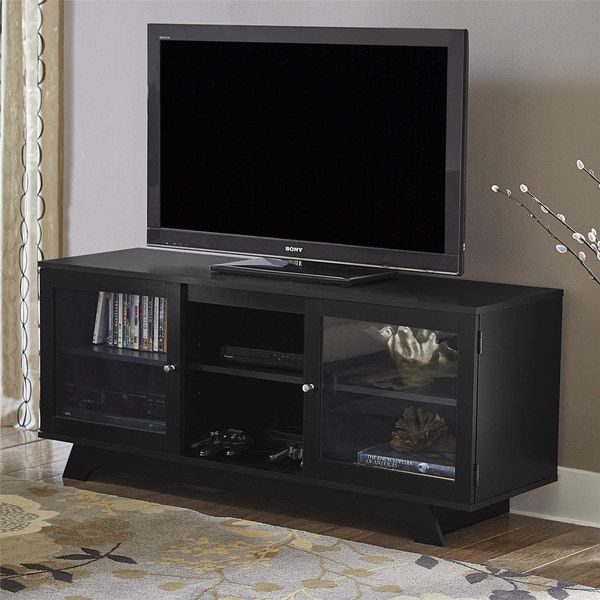 Ameriwood Home Englewood Black 55 Inch Tv Stand With Black Tv Cabinets With Doors (View 6 of 15)