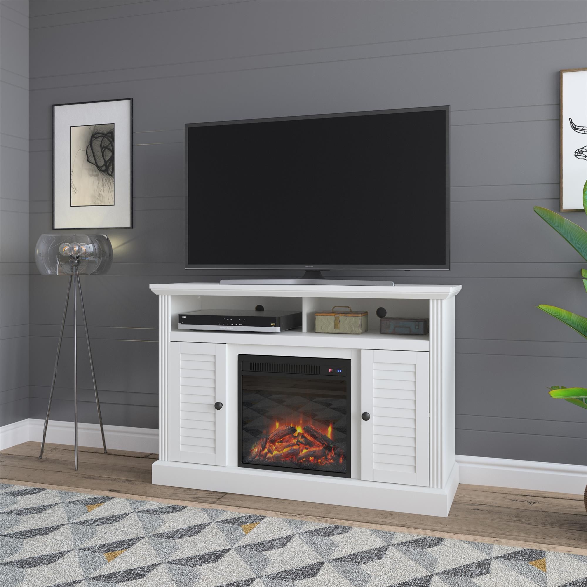 Ameriwood Home Faith Fireplace Tv Stand For Tvs Up To 48 With Regard To Tv Stands White (View 13 of 15)