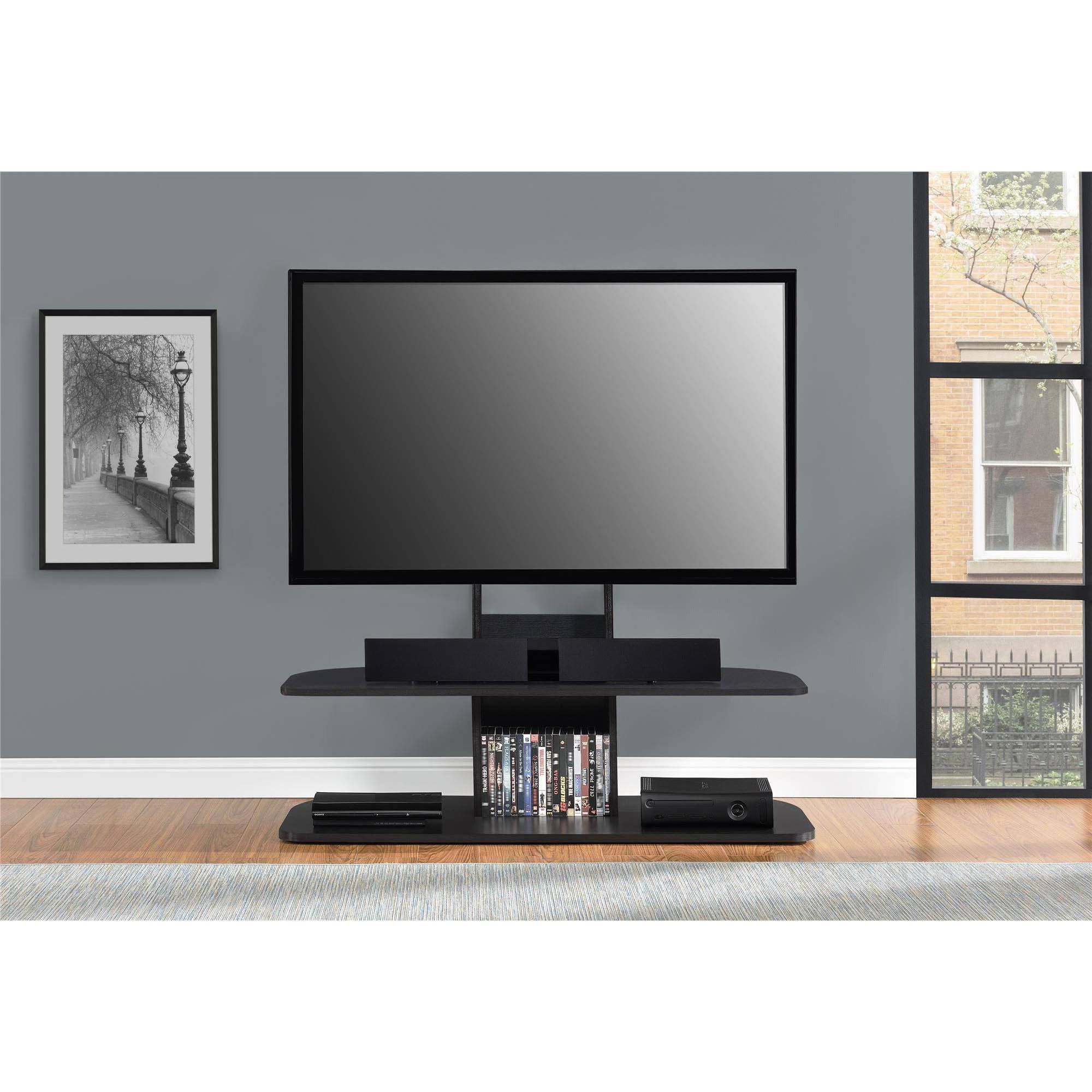 Ameriwood Home Galaxy Tv Stand With Mount For Tvs Up To 65 In Dillon Black Tv Unit Stands (Photo 14 of 15)