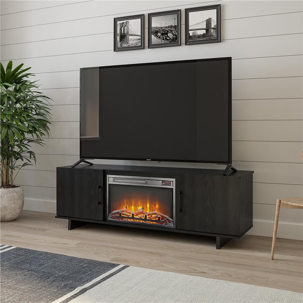 Ameriwood Home Julia 60 In. Electric Fireplace Tv Stand In Inside Light Oak Tv Stands Flat Screen (Photo 12 of 15)