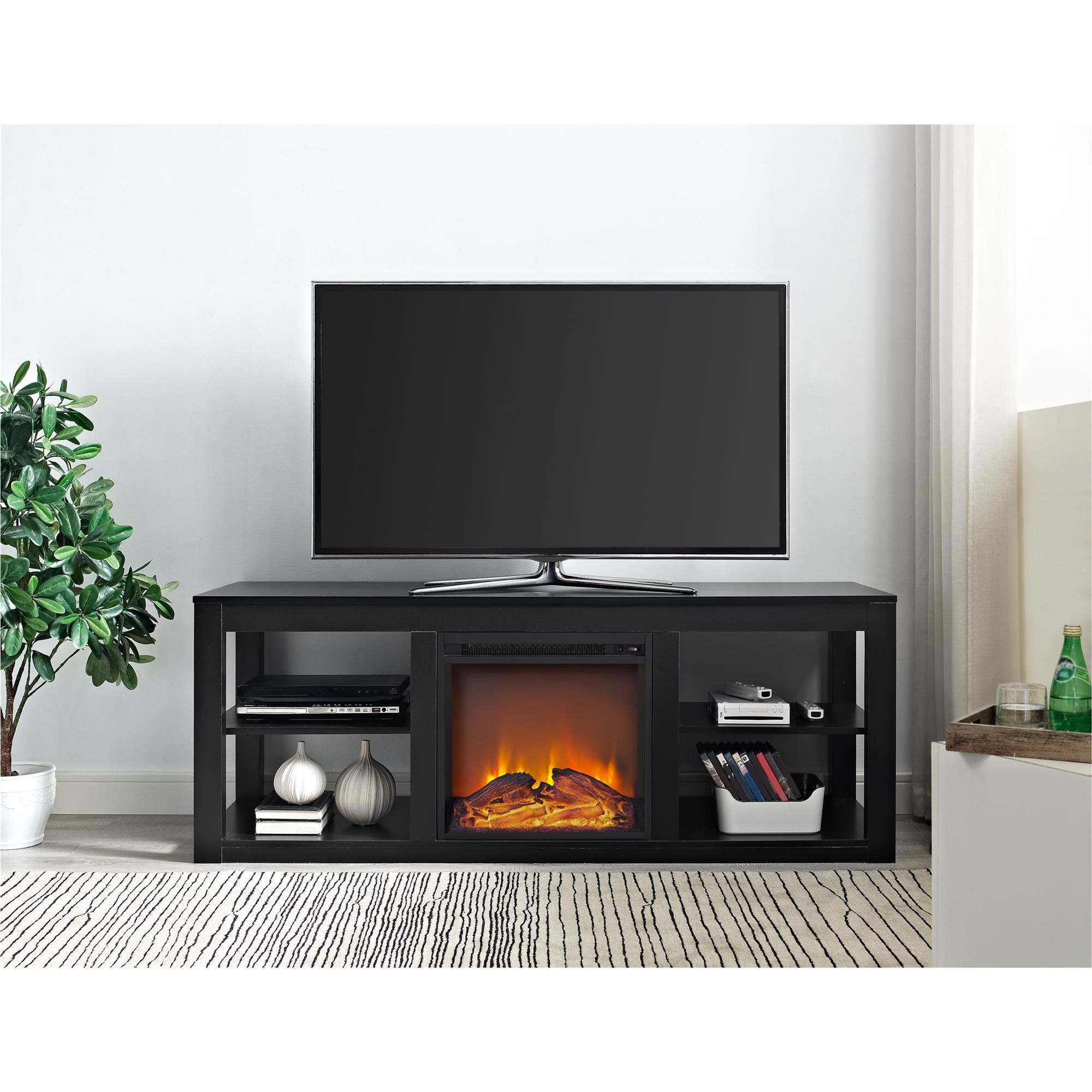 Ameriwood Home Parsons 65" Console Fireplace, Multiple Intended For Mainstays Tv Stands For Tvs With Multiple Colors (View 14 of 15)