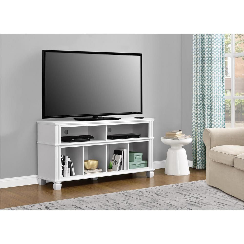 Ameriwood Woodcrest White 55 In. Tv Stand 1820096com – The In Anya Wide Tv Stands (Photo 11 of 15)