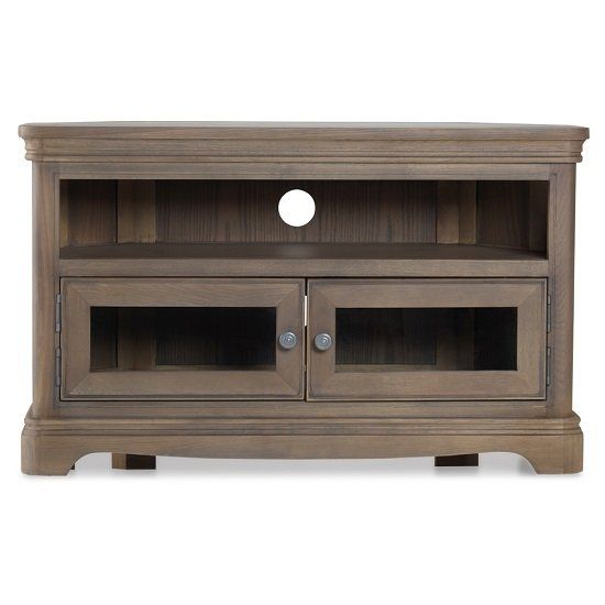 Ametis Wooden Corner Tv Stand In Grey Washed Oak With 2 Pertaining To 60&quot; Corner Tv Stands Washed Oak (View 2 of 15)